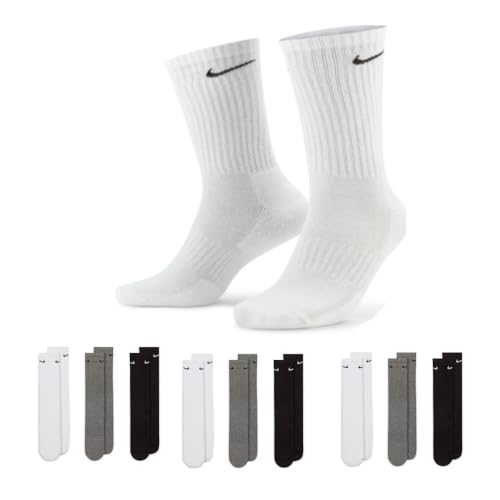 Nike 9 Paar Socken Herren Damen Weiß Grau Schwarz Tennissocken Sportsocken Sparset SX7664 Größe 34 36 38 40 42 44 46 48 50, Sockengröße:34-38, Farbe:grau/grau/grau von Nike