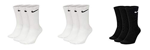 Nike 9 Paar Socken Herren Damen Weiß Grau Schwarz Tennissocken Sportsocken Sparset SX7664 Größe 34 36 38 40 42 44 46 48 50, Sockengröße:34-38, Farbe:weiß/weiß/schwarz von Nike