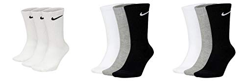 Nike 9 Paar Socken Herren Damen Weiß Grau Schwarz Tennissocken Sportsocken Sparset SX7664 Größe 34 36 38 40 42 44 46 48 50, Sockengröße:38-42, Farbe:weiß/grau/grau von Nike