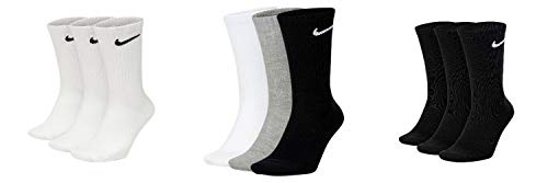 Nike 9 Paar Socken Herren Damen Weiß Grau Schwarz Tennissocken Sportsocken Sparset SX7664 Größe 34 36 38 40 42 44 46 48 50, Sockengröße:38-42, Farbe:weiß/grau/schwarz von Nike