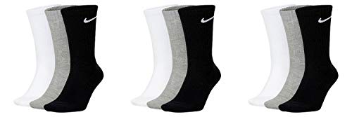 Nike 9 Paar Socken Herren Damen Weiß Grau Schwarz Tennissocken Sportsocken Sparset SX7664 Größe 34 36 38 40 42 44 46 48 50, Sockengröße:42-46, Farbe:grau/grau/grau von Nike