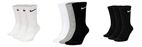 Nike 9 Paar Socken Herren Damen Weiß Grau Schwarz Tennissocken Sportsocken Sparset SX7664 Größe 34 36 38 40 42 44 46 48 50, Sockengröße:42-46, Farbe:weiß/grau/schwarz von Nike