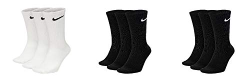 Nike 9 Paar Socken Herren Damen Weiß Grau Schwarz Tennissocken Sportsocken Sparset SX7664 Größe 34 36 38 40 42 44 46 48 50, Sockengröße:46-50, Farbe:weiß/schwarz/schwarz von Nike