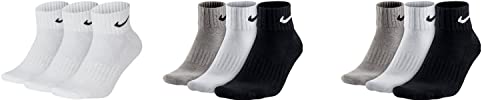 Nike 9 Paar Socken One Quater Socks Herren Damen Kurze Socke Knöchelhoch, Farbcode + Farbe:A24 3 Paar weiss 6 Paar bunt, Größe:38-42 von Nike