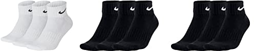 Nike 9 Paar Socken One Quater Socks Herren Damen Kurze Socke Knöchelhoch, Farbcode + Farbe:A26 3 Paar weiss 6 Paar schwarz, Größe:38-42 von Nike