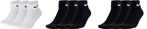 Nike 9 Paar Socken One Quater Socks Herren Damen Kurze Socke Knöchelhoch, Farbcode + Farbe:A26 3 Paar weiss 6 Paar schwarz, Größe:46-50 von Nike