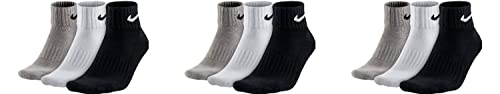 Nike 9 Paar Socken One Quater Socks Herren Damen Kurze Socke Knöchelhoch, Farbcode + Farbe:A27 9 Paar bunt, Größe:46-50 von Nike