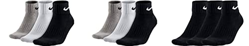 Nike 9 Paar Socken One Quater Socks Herren Damen Kurze Socke Knöchelhoch, Farbcode + Farbe:A28 6 Paar bunt 3 Paar schwarz, Größe:46-50 von Nike