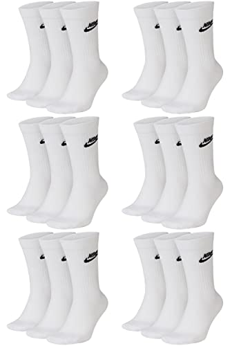 Nike DX5025-9 Paar Sportsocken - weiss/schwarz/Multicolor - Sportswear Everyday Essential CREW Socken 34/38/42/46/50 - Damen, Herren, Unisex, Farbe:weiß/weiß/weiß, Größe:34-38 von Nike