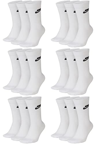 Nike DX5025-9 Paar Sportsocken - weiss/schwarz/Multicolor - Sportswear Everyday Essential CREW Socken 34/38/42/46/50 - Damen, Herren, Unisex, Farbe:weiß/weiß/weiß, Größe:46-50 von Nike