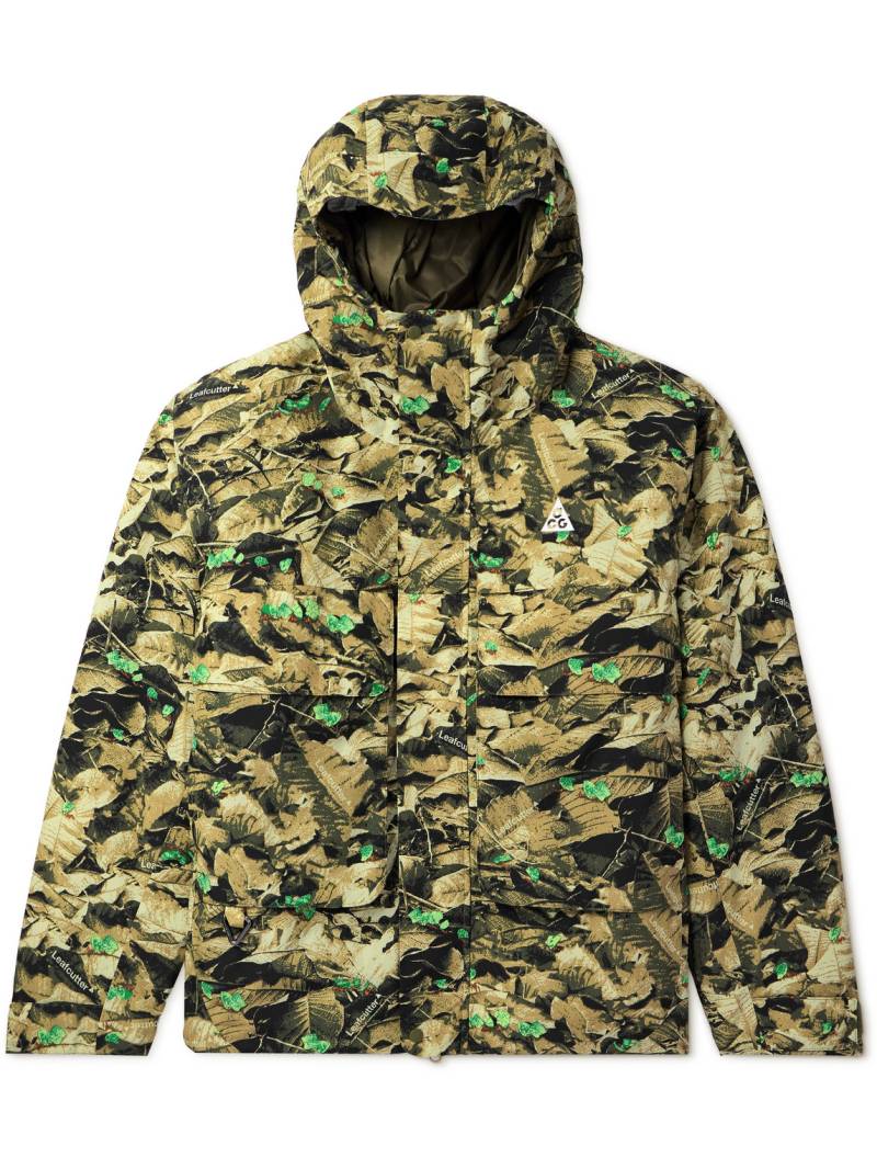 Nike - ACG Skull Peak Logo-Embroidered Printed Storm-FIT Hooded Jacket - Men - Green - S von Nike