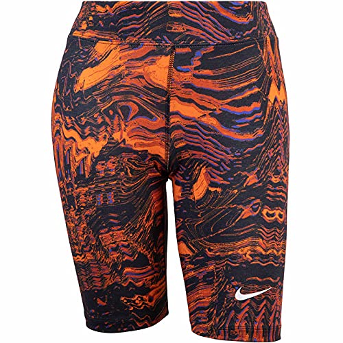 Nike AOP Print Essential Women Shorts (XS, Black/orange) von Nike