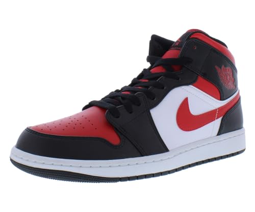 Nike Air Jordan 1 Mid Fitnessschuhe, Schwarz/Feuerrot/Weiß, 42 EU von Nike