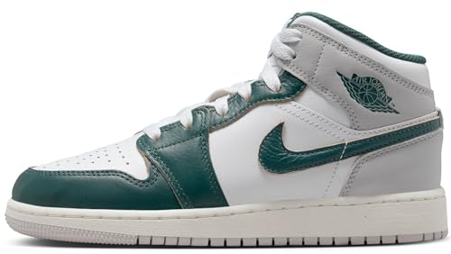 Nike Air Jordan 1 Mid SE (GS) (FQ8088-103, White/Oxyd Green), Weiß Grün Oxid Grau Neutral, 6.5 Big Kid von Nike