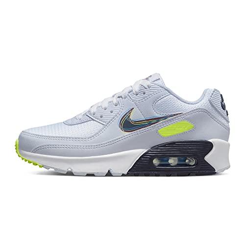 Nike Air Max 90 GS Running Trainers DV3480 Sneakers Schuhe (UK 5 US 5.5Y EU 38, White Blackened Blue Volt 100) von Nike