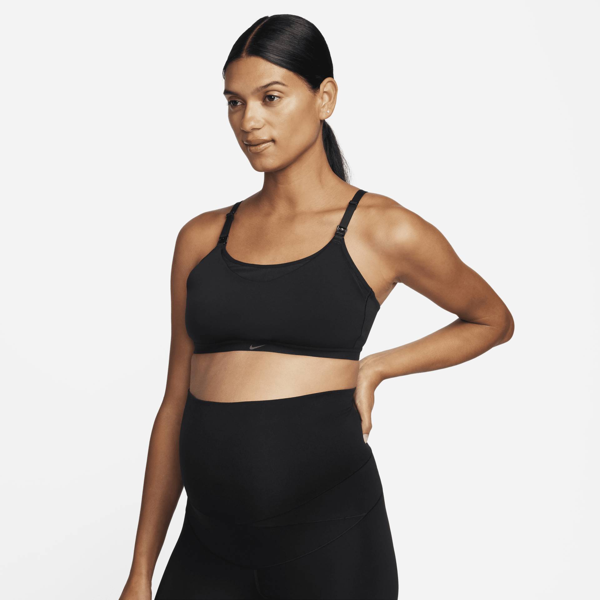 Nike Alate (M) leicht gefütterter Still-Sport-BH mit leichtem Halt für Damen (Mutterschaftsbekleidung) - Schwarz von Nike