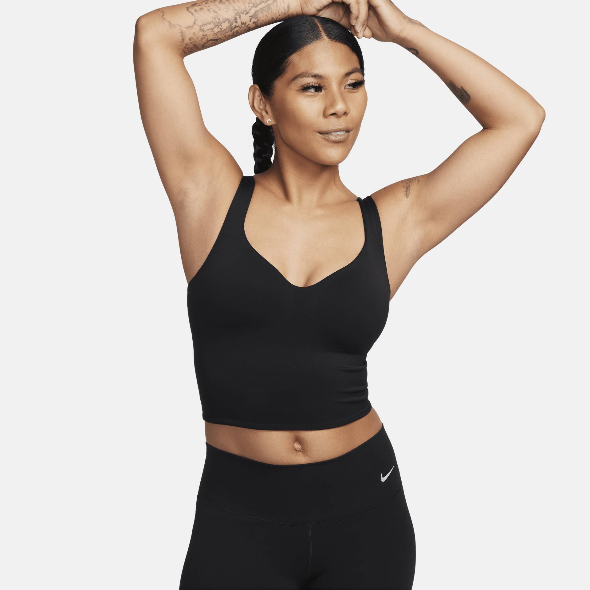 Nike Alate Sport-BH-Tanktop mit Polster und mittlerem Halt für Damen - Schwarz von Nike