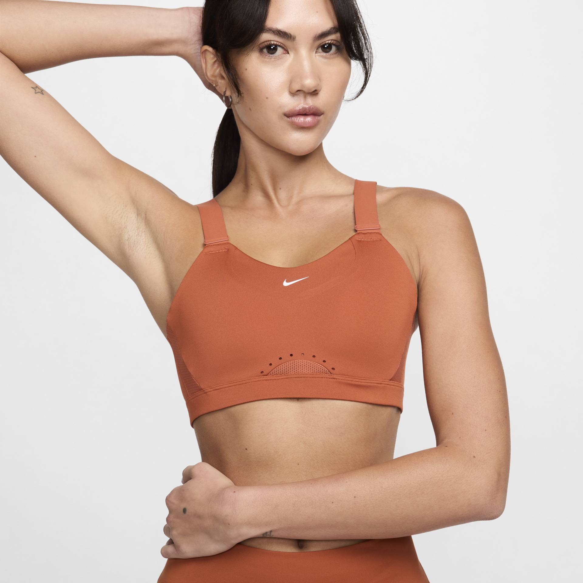 Nike Alpha gepolsterter, verstellbarer Sport-BH mit starkem Halt für Damen - Orange von Nike