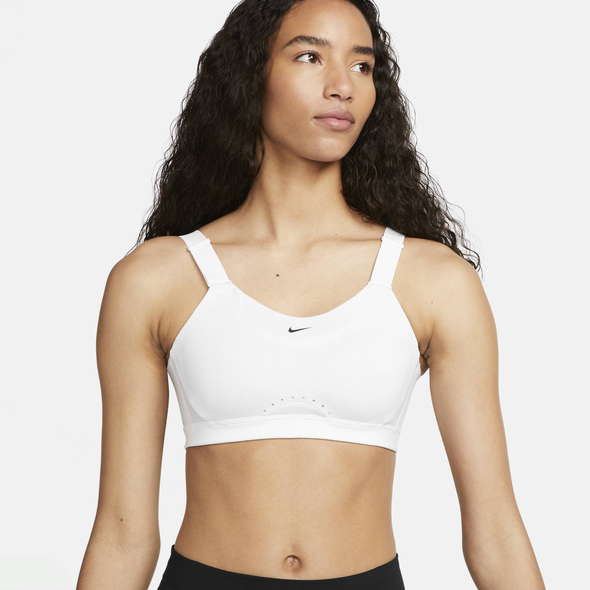 Nike Alpha gepolsterter, verstellbarer Sport-BH mit starkem Halt für Damen - Weiß von Nike