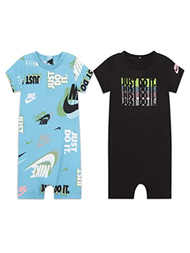 Nike BODY ACTIVE JOY 2PK ROMPER, Schwarz/Hellblau-023, 68 von Nike