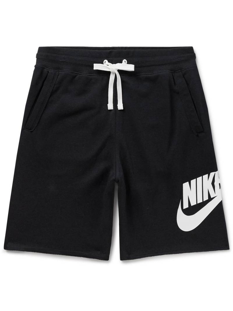 Nike - Club Alumni Straight-Leg Logo-Print Cotton-Blend Jersey Drawstring Shorts - Men - Black - XS von Nike