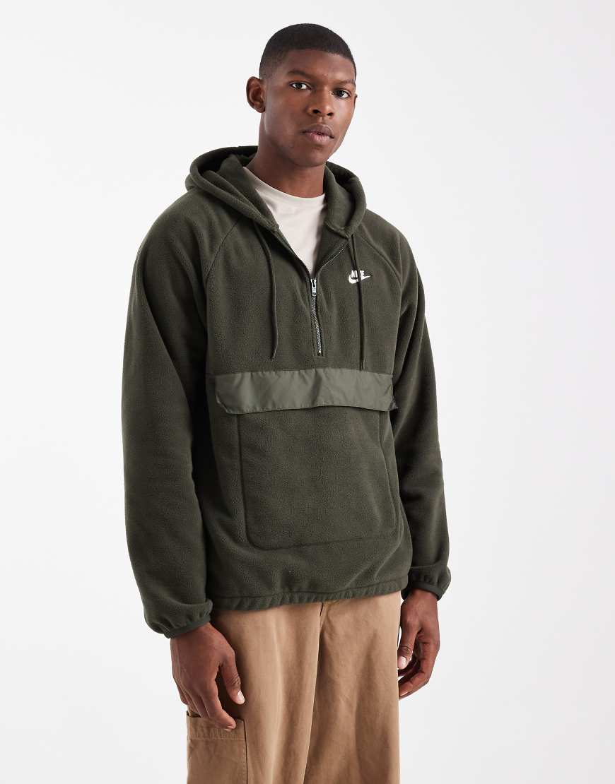 Nike Club - Fleece-Oberteil in Dunkelgrün mit halblangem Reißverschluss von Nike