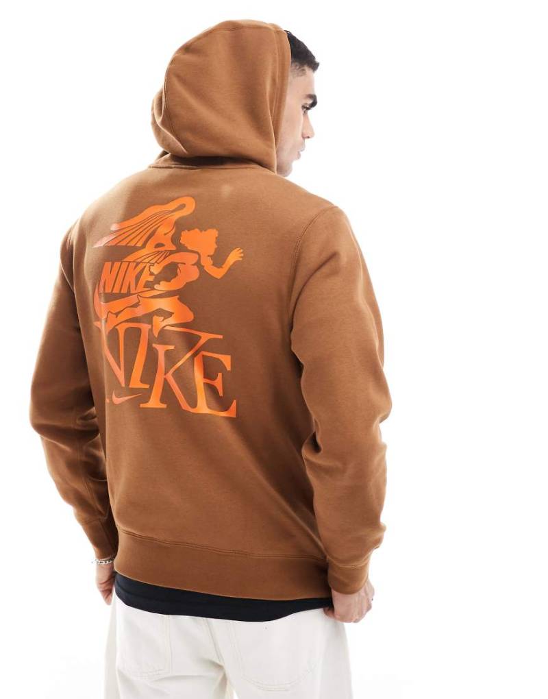 Nike - Club - Kapuzenpullover in Braun mit Sieg-Print von Nike
