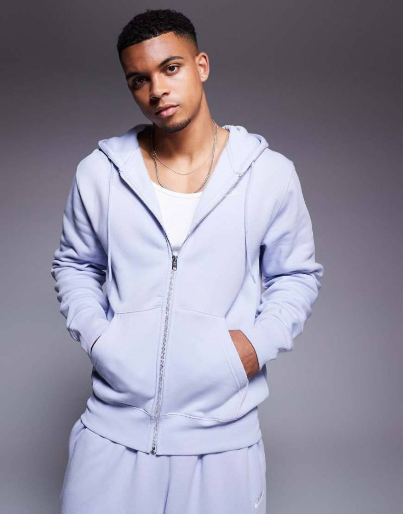 Nike - Club - Kapuzenpullover in Flieder mit durchgängigem Reißverschluss-Lila von Nike