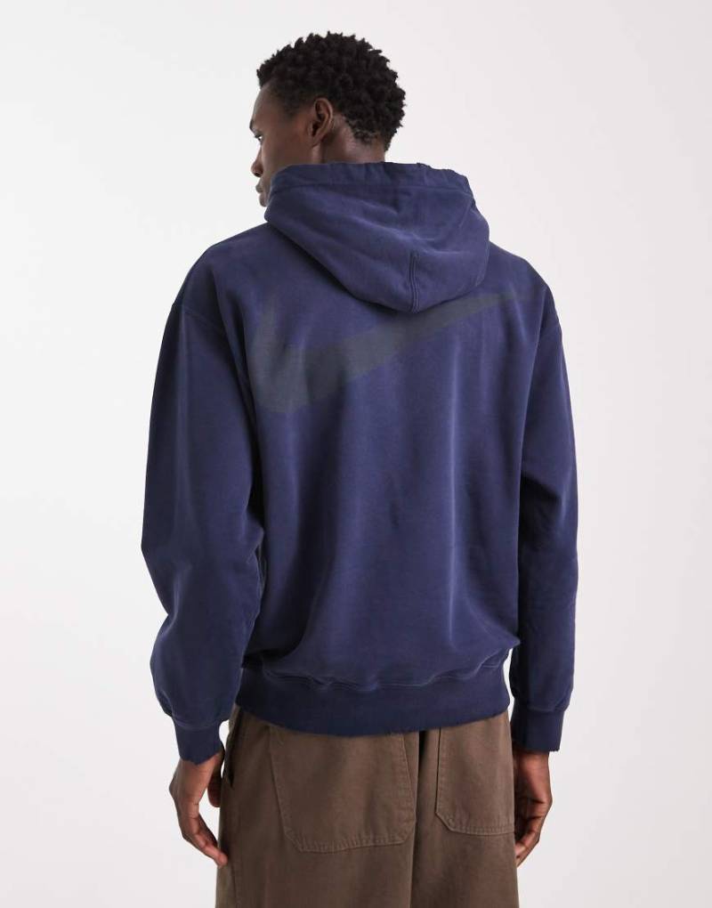 Nike Club - Kapuzenpullover in Marineblau aus French Terry-Schwarz von Nike
