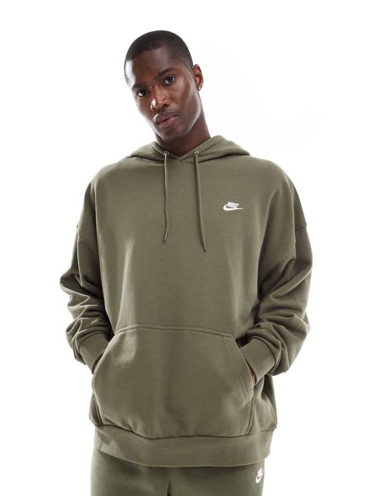 Nike Club - Oversize-Kapuzenpullover aus French Terry in Khaki-Grün von Nike
