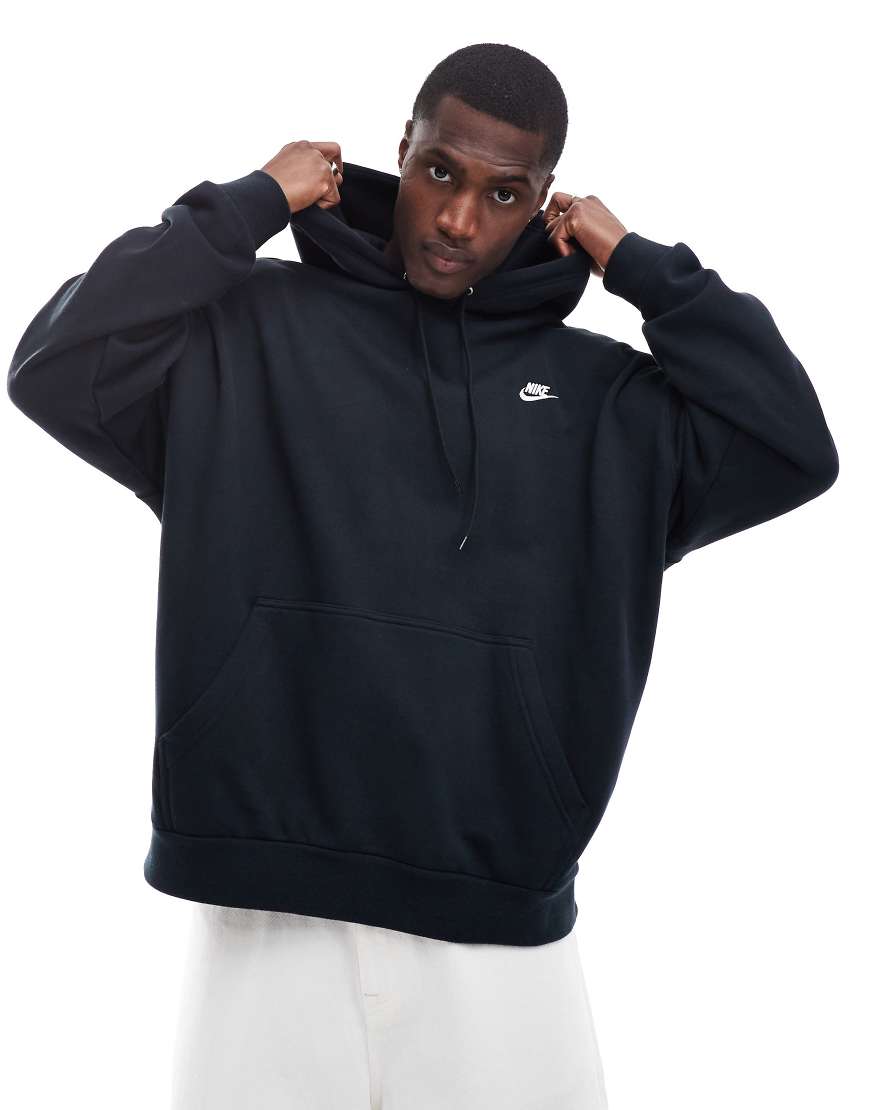 Nike Club - Oversize-Kapuzenpullover aus French Terry in Schwarz von Nike