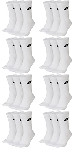 Nike DX5025-12 Paar Sportsocken - weiss/schwarz/Multicolor - Sportswear Everyday Essential CREW Socken 34/38/42/46/50 - Damen, Herren, Unisex, Farbe:weiß, Größe:38-42 von Nike