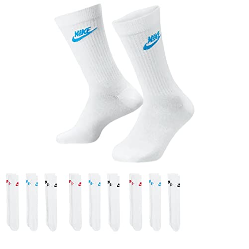 Nike DX5025-9 Paar Sportsocken - weiss/schwarz/Multicolor - Sportswear Everyday Essential CREW Socken 34/38/42/46/50 - Damen, Herren, Unisex, Farbe:Multicolor, Größe:46-50 von Nike