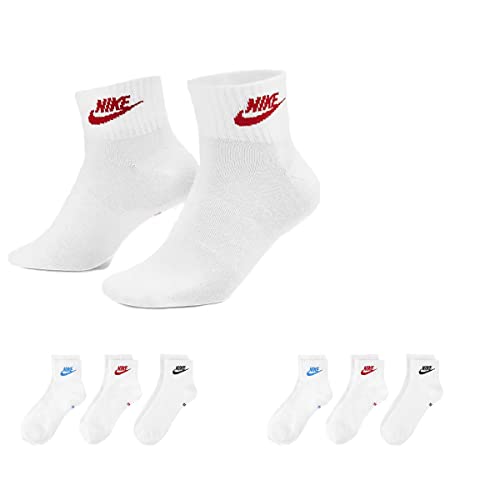 NIKE DX5074 Everyday Essential Quater DRY-FIT Socke Knöchelhoch Weiß Schwarz Multi-Color, Farbe:6 Paar Multi-Color, Größe:46-50 von NIKE