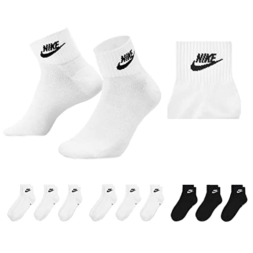 Nike DX5074 Everyday Essential Quater DRY-FIT Socke Knöchelhoch Weiß Schwarz Multi-Color, Farbe:6 Paar weiß 3 Paar schwarz, Größe:34-38 von Nike