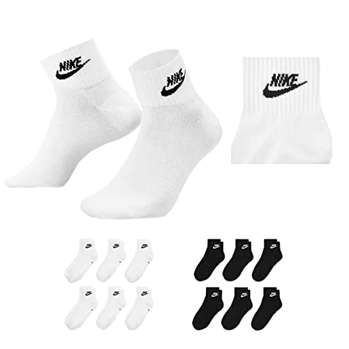 Nike DX5074 Everyday Essential Quater DRY-FIT Socke Knöchelhoch Weiß Schwarz Multi-Color, Farbe:6 Paar weiß 6 Paar schwarz, Größe:42-46 von Nike