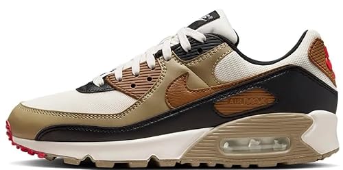 Nike Damen Air Max 90 Sneaker, Phantom Lt British Tan Black Fire Red, 37.5 EU von Nike