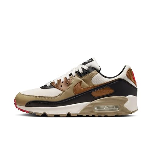 Nike Damen Air Max 90 Sneaker, Phantom Lt British Tan Black Fire Red, 38.5 EU von Nike