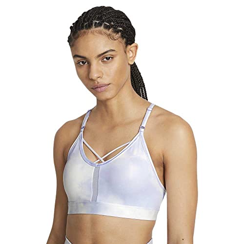 Nike Damen Indy Icnslsh Strappy Sky BH, Blickdicht, Light Thistle/White, XS von Nike