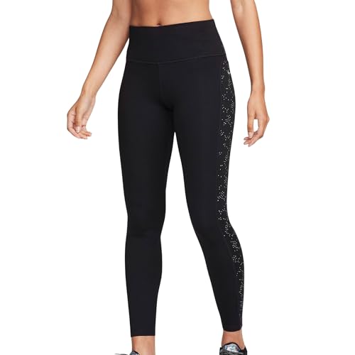 Nike Damen W NK DF FST MR 7/8 TGHT SNL NV Leggings, Black/Reflective SILV, S von Nike
