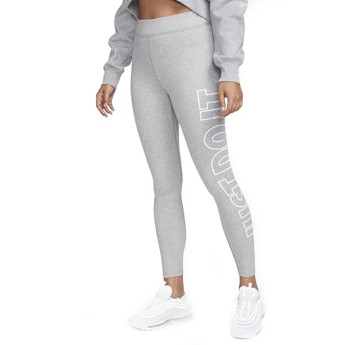 Nike Damen W NSW NK CLSC GX HR Tight JDI Leggings, DK Grey Heather/White, L Nike Damen W NSW NK CLSC GX HR Tight JDI Leggings, DK Grey Heather/White, L von Nike