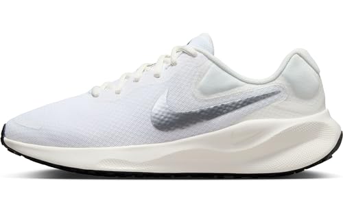 Nike Damen W Revolution 7 Laufschuhe, White/Metallic Silver-Sail-Black, 40 EU von Nike