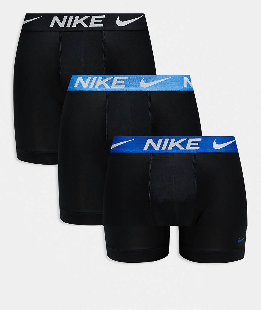 Nike - Dri-FIT Essential - 3er-Pack Boxershorts aus Mikrofaser in Schwarz mit blauem Bund Nike - Dri-FIT Essential - 3er-Pack Boxershorts aus Mikrofaser in Schwarz mit blauem Bund von Nike