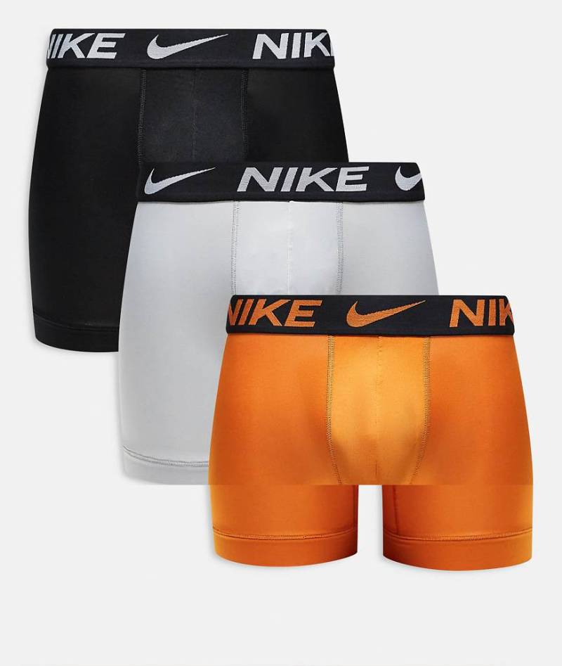 Nike - Dri-FIT Essential - 3er-Pack Mikrofaser-Boxershorts mit engem Schnitt in Grau/Braun/Schwarz-Bunt von Nike