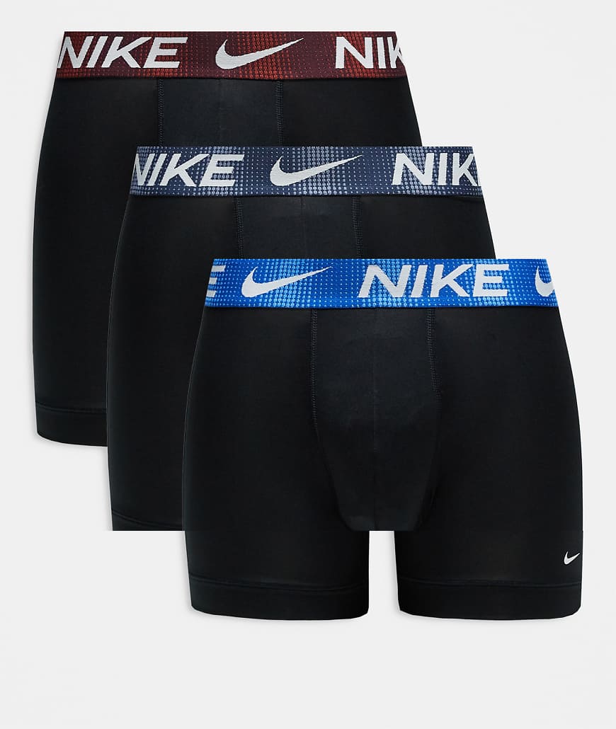 Nike - Dri-FIT Essential Microfibre - 3er-Pack eng geschnittene Boxershorts in Schwarz mit farblich abgesetztem Bund von Nike