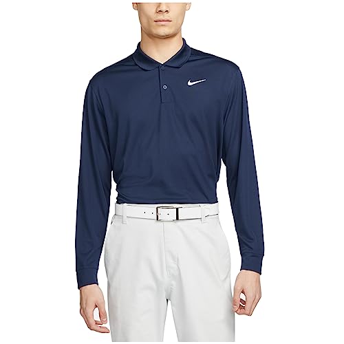 Nike Dri-FIT Herren Golf-Poloshirt Victory Langarm, College Navy/White, XL von Nike