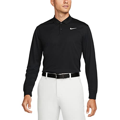 Nike Dri-FIT Herren Langarm Golf Poloshirt Victory, Schwarz/Weiß, L von Nike