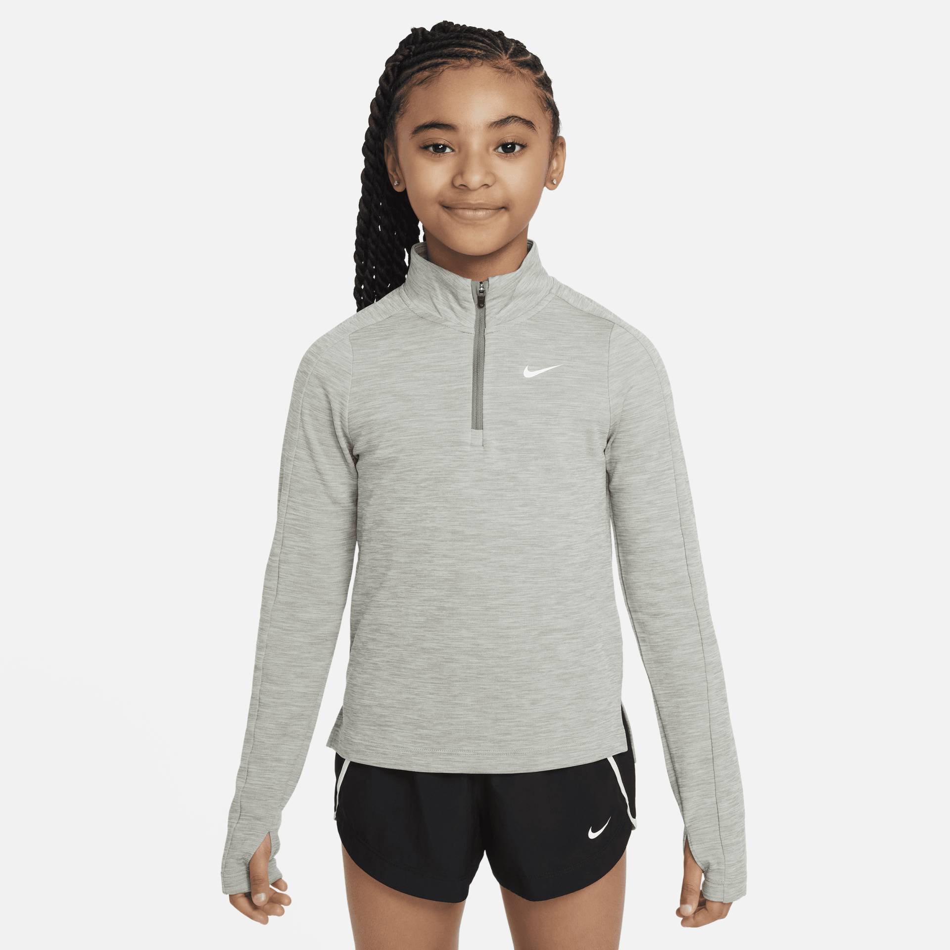 Nike Dri-FIT Longsleeve mit Halbreißverschluss für ältere Kinder (Mädchen) - Grau von Nike