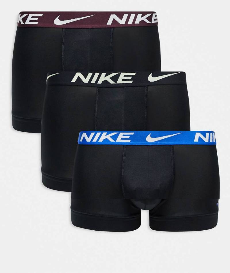 Nike - Dri-Fit Essential - 3er-Pack Unterhosen in Schwarz aus Mikrofaser mit farblich abgesetztem Bund von Nike