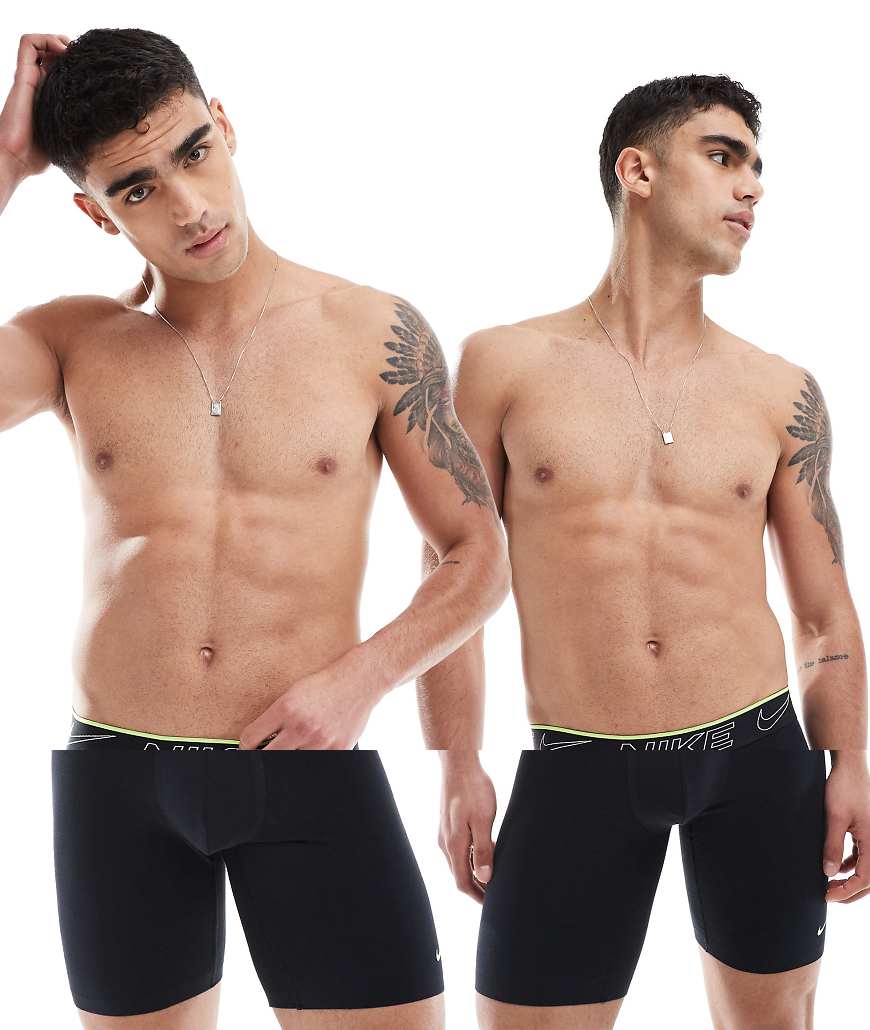 Nike - Elite Cotton Stretch - 2er-Pack lange Boxershorts in Schwarz mit engem Schnitt von Nike